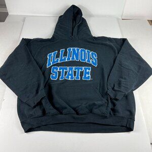 Y2K Illinois State Red Birds Sweatshirt Extra Large Black & Blue Faded Hoodie